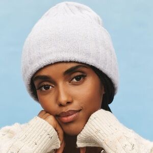 Cozy White Knit Maeve Beanie By Anthropologie Street Style Beanie white EUC